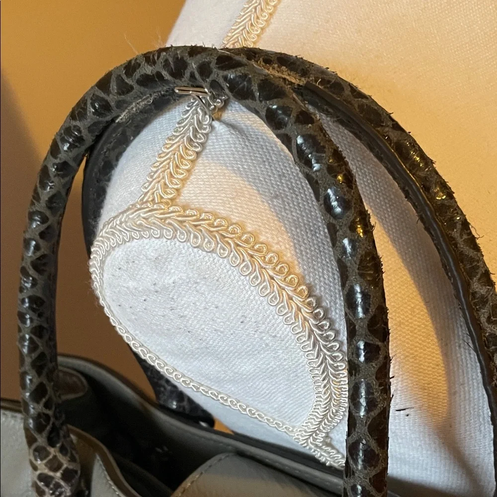 Michael KORS Gray Snake Print Leather Tote Bag